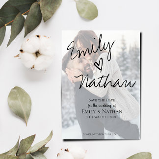 Imitate Vellum-Effekt-Foto Hochzeit Speichern Sie Magneteinladung