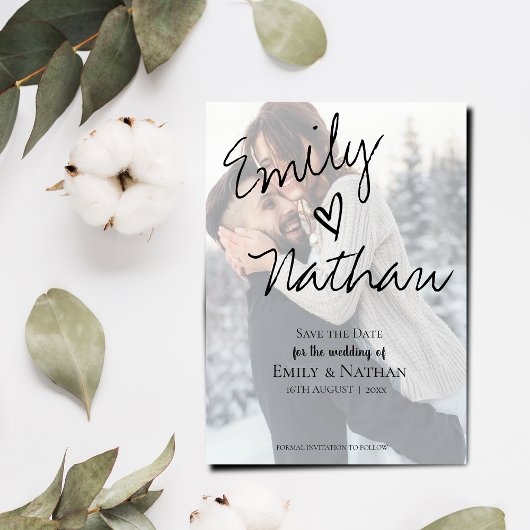 Imitate Vellum-Effekt-Foto Hochzeit Speichern Sie Magneteinladung