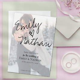Imitate Vellum-Effekt-Foto Hochzeit Speichern Sie  Save The Date