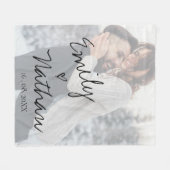 Imitate Vellum-Effekt Foto Hochzeitdatum Fleecedecke (Vorderseite (Horizontal))