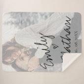 Imitate Vellum-Effekt Foto Hochzeitdatum Sherpadecke (Vorderseite (Horizontal))