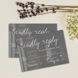 Imitate Vellum Effekt Zwei Foto Elegante Hochzeit RSVP Karte