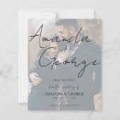 Imitate Vellum-Effekt Zwei-Foto-Hochzeit speichern (Vorderseite)