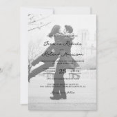 Imitate Vellum Foto glücklich je nach Hochzeit Einladung (Vorderseite)