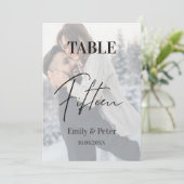 Imitate Vellum Foto Hochzeit 15 Tischnummern (Stehend Vorderseite)