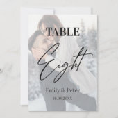 Imitate Vellum Foto Hochzeit Acht Tischnummer (Vorderseite)