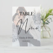 Imitate Vellum Foto Hochzeit NINE Tischnummer (Stehend Vorderseite)
