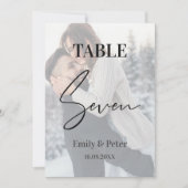 Imitate Vellum Foto Hochzeit Sieben Tischnummern (Vorderseite)
