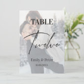 Imitate Vellum Foto Hochzeit Zwölf Tischnummern (Stehend Vorderseite)