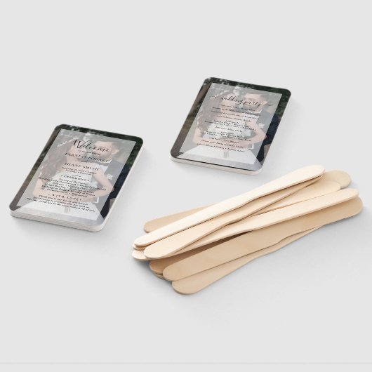 Imitate Vellum Foto Modernes Hochzeitsprogramm Fächer (Non-assembled)