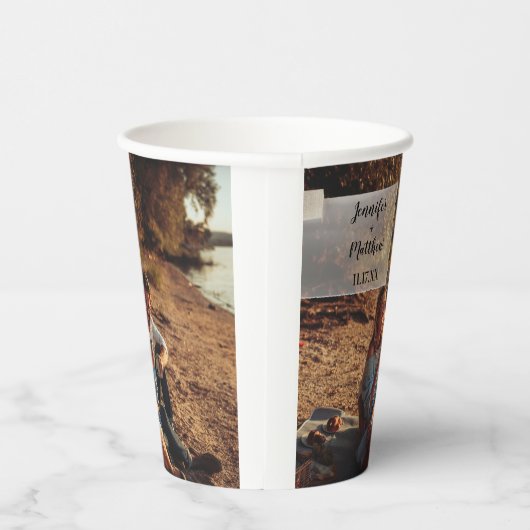 Imitate Vellum Foto Overlay Custom Wedding Pappbecher