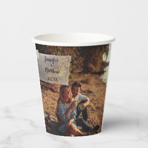 Imitate Vellum Foto Overlay Custom Wedding Pappbecher