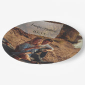 Imitate Vellum Foto Overlay Custom Wedding Pappteller (Schrägansicht)