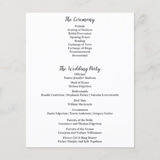 Imitate Vellum Foto Overlay Custom Wedding Program (Rückseite)