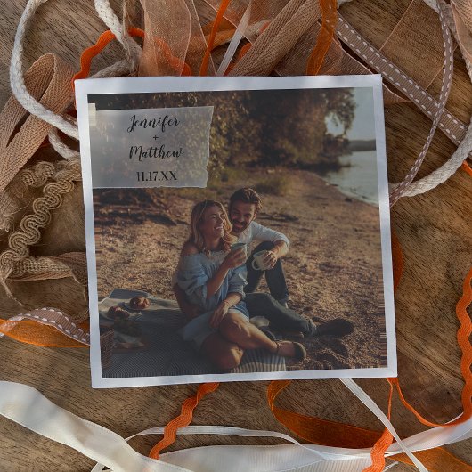 Imitate Vellum Foto Overlay Custom Wedding Serviette