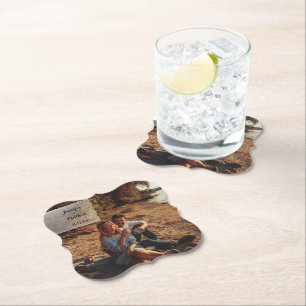 Imitate Vellum Foto Overlay Custom Wedding Untersetzer