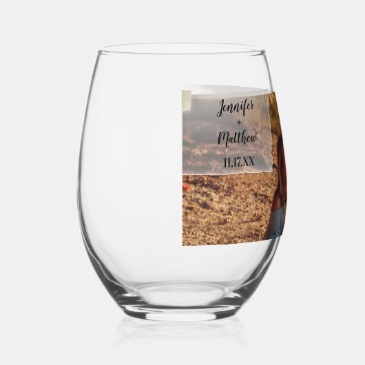 Imitate Vellum Foto Overlay Custom Wedding Weinglas Ohne Stiel (Rechts)