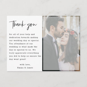 Imitate Vellum Hand Lettered Foto Wedding Danke Postkarte