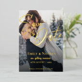 Imitate Vellum Multi-Foto Hochzeit speichern das D Folieneinladung (Stehend vorne)