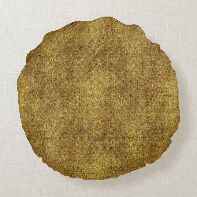 Imitate Velvet - Senf Gelb Rundes Kissen (Rückseite)