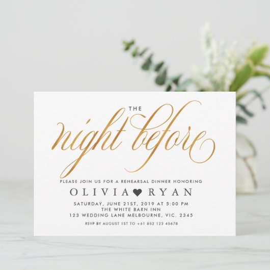 Imitate vergolden die Nacht vor der Einladung (Stehend Vorderseite)