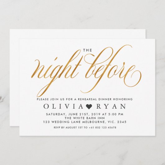 Imitate vergolden die Nacht vor der Einladung (Vorne/Hinten)