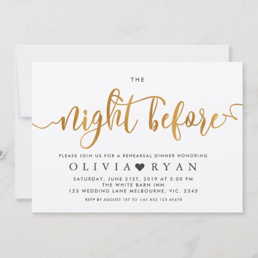 Imitate vergolden die Nacht vor der Einladung (Vorderseite)