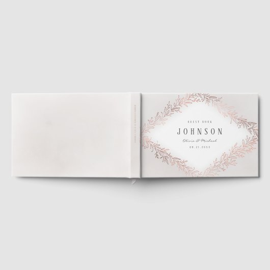 Imitate vergoldete Rose Gold botanische Hochzeit Gästebuch (Voll)