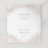 Imitate vergoldete Rose Gold botanische Hochzeit Platzkarte (Außenseite Aufgefaltet)