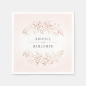 Imitate vergoldete Rose Gold botanische Hochzeit Serviette (Vorderseite)