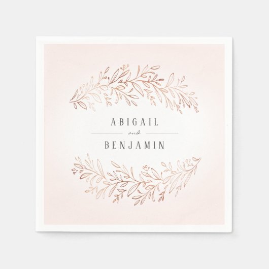 Imitate vergoldete Rose Gold botanische Hochzeit Serviette (Vorderseite)