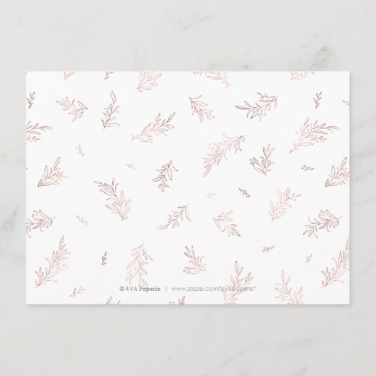 Imitate vergoldete Rose Gold botanische Unterkünft Begleitkarte (Rückseite)