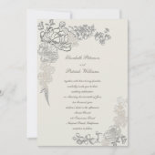 Imitate verkörperte Peonies Frame Kalligrafie Hoch Einladung (Vorderseite)