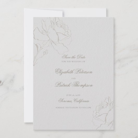 Imitate verkörperte Rose Elfenbeinküche Save The Date (Vorderseite)