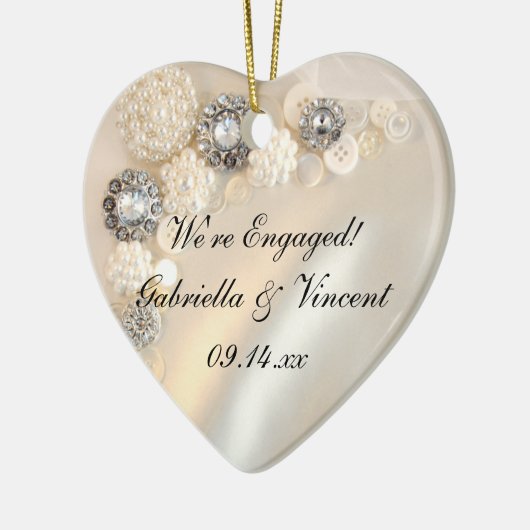 Imitate Verlobung Weißpearl und Diamanttasten Keramikornament (Links)