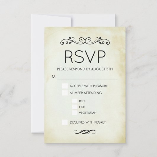 Imitate Vintag Parchment Einfaches Elegantes Hochz RSVP Karte (Vorderseite)