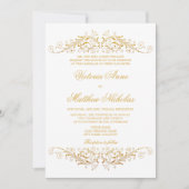 Imitate Vintage Goldfolie Blüh Damask Einladung (Vorderseite)