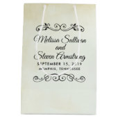 Imitate Vintage Parchment Western Stilhochzeit Mittlere Geschenktüte (Rückseite)