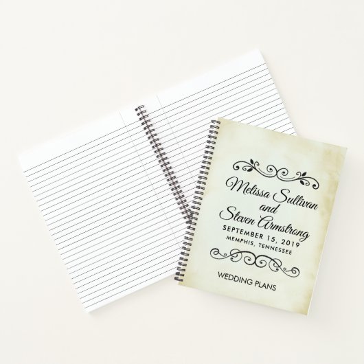 Imitate Vintage Parchment Western Stilhochzeit Notizblock (Innenseite)