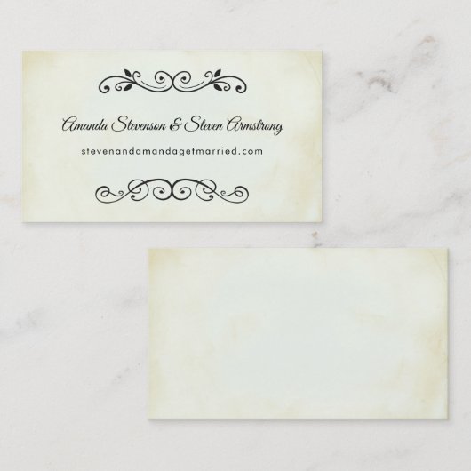 Imitate Vintages Pergament Elegante Hochzeitswebsi Visitenkarte (Vorne/Hinten)