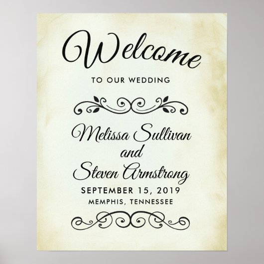 Imitate Vintages Pergament Herzlich willkommen bei Poster (Vorne)