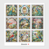 Imitate - Vogelsammlung aus Glas Aufkleber (Blatt)