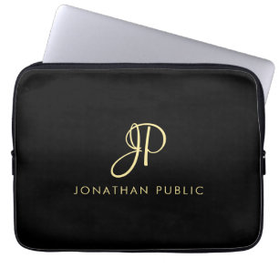 Imitate - Vorlage für Monogramme mit goldfarbenem Laptopschutzhülle