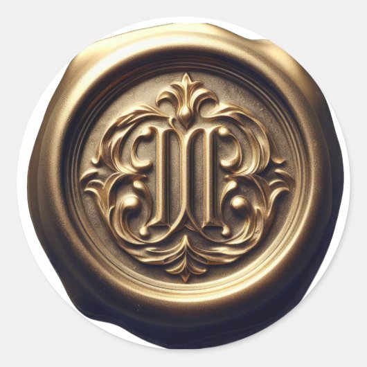 Imitate Wachs Siegel Depression Gold Runder Aufkleber (Vorderseite)