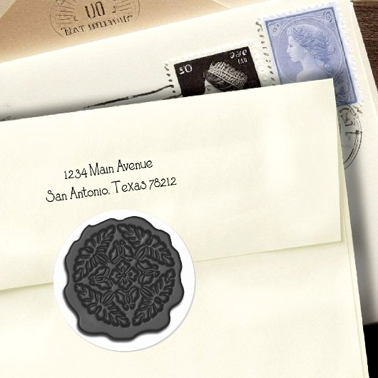 Imitate Wachs Siegel, schwarz Runder Aufkleber