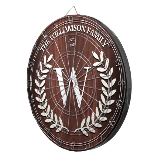 Imitate Walnuss Holzkörner Monogramm Personalisier Dartscheibe (Vorderseite rechts)