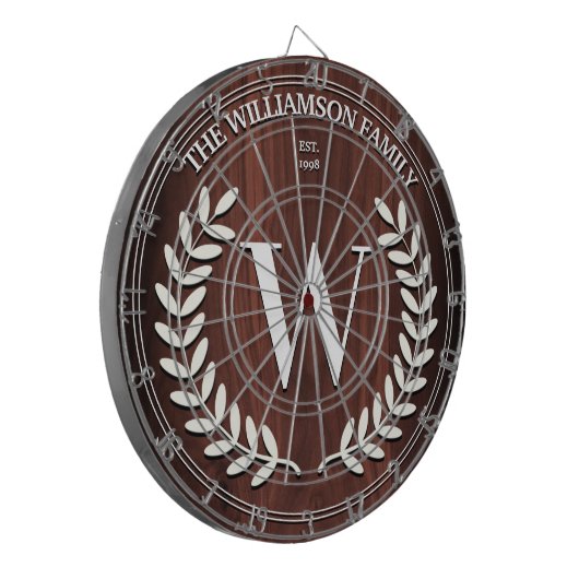 Imitate Walnuss Holzkörner Monogramm Personalisier Dartscheibe (Vorderseite Links)