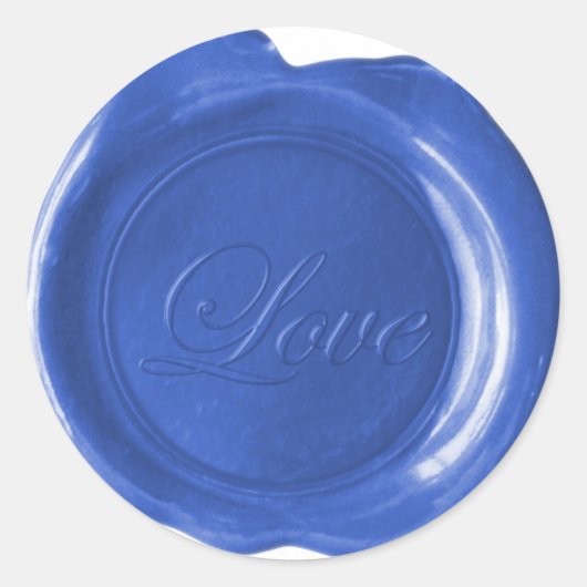 Imitate Wax Siegel - Blue Script - Liebe Runder Aufkleber (Vorderseite)