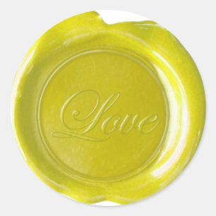 Imitate Wax Siegel - Gelbe Schrift - Liebe Runder Aufkleber
