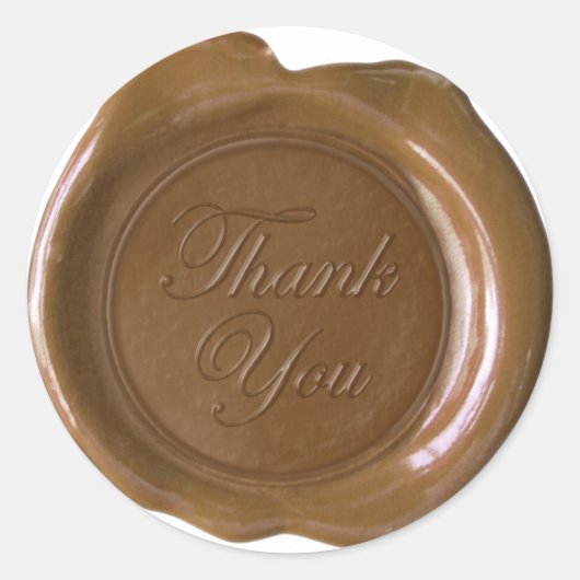 Imitate Wax Siegel - Milk Chocolate Script - Danke Runder Aufkleber (Vorderseite)